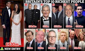 صورة مجمعة لعدد من أثرياء بريطانيا حسب تصنيف (صنداي تايمز)