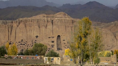 الموقع الذي كان يوجد فيه تمثال بوذا ودمرته حركة طالبان في آذار/مارس 2001، في ولاية باميان في 15 تشرين الاول (اكتوبر) 2023