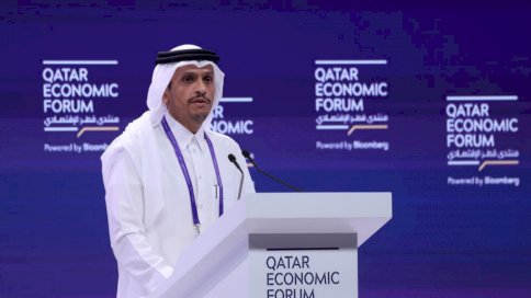 رئيس الوزراء القطري الشيخ محمد بن عبدالرحمن آل ثاني خلال منتدى قطر الاقتصادي في الدوحة في 14 أيار (مايو) 2024 